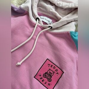 Teddy Fresh Colorblock Pink and Purple Hoodie Unisex